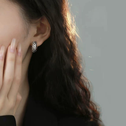 Quilted Round Hoop Earrings