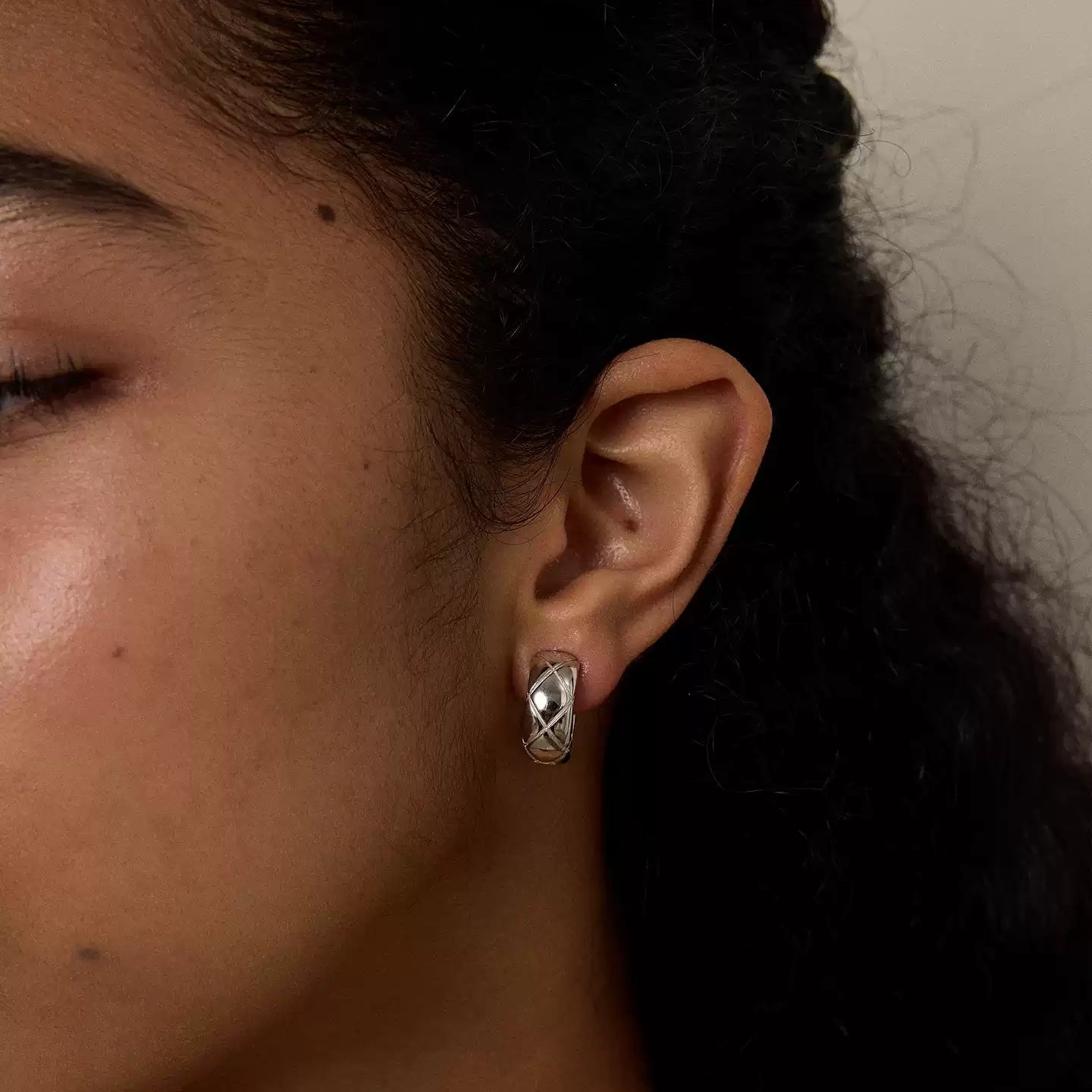 Quilted Round Hoop Earrings