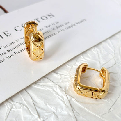 Quilted Rectangle Hoop Earrings
