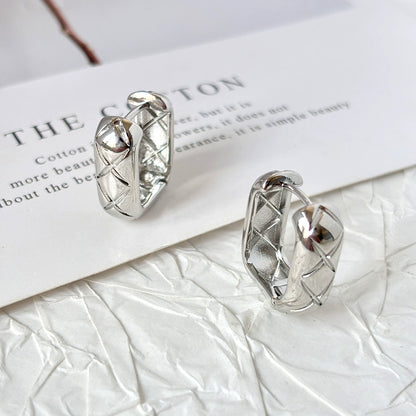 Quilted Rectangle Hoop Earrings
