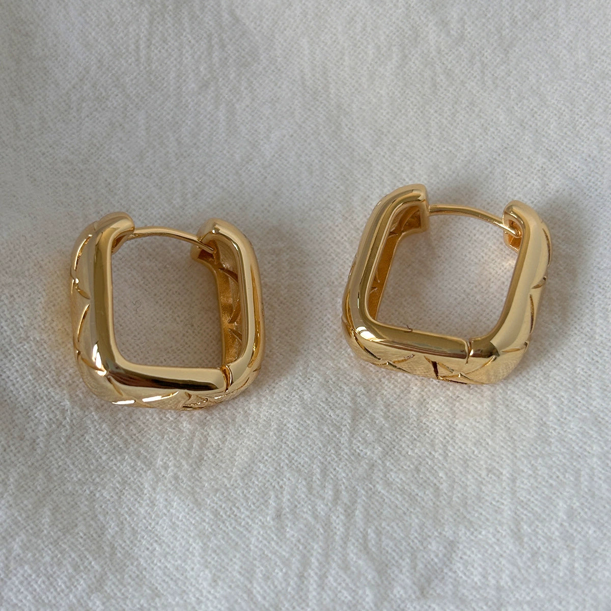 Quilted Rectangle Hoop Earrings
