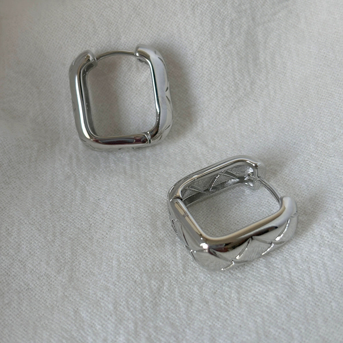 Quilted Rectangle Hoop Earrings