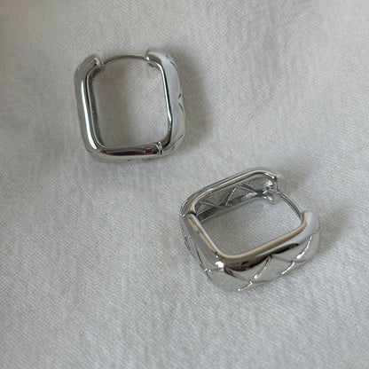 Quilted Rectangle Hoop Earrings