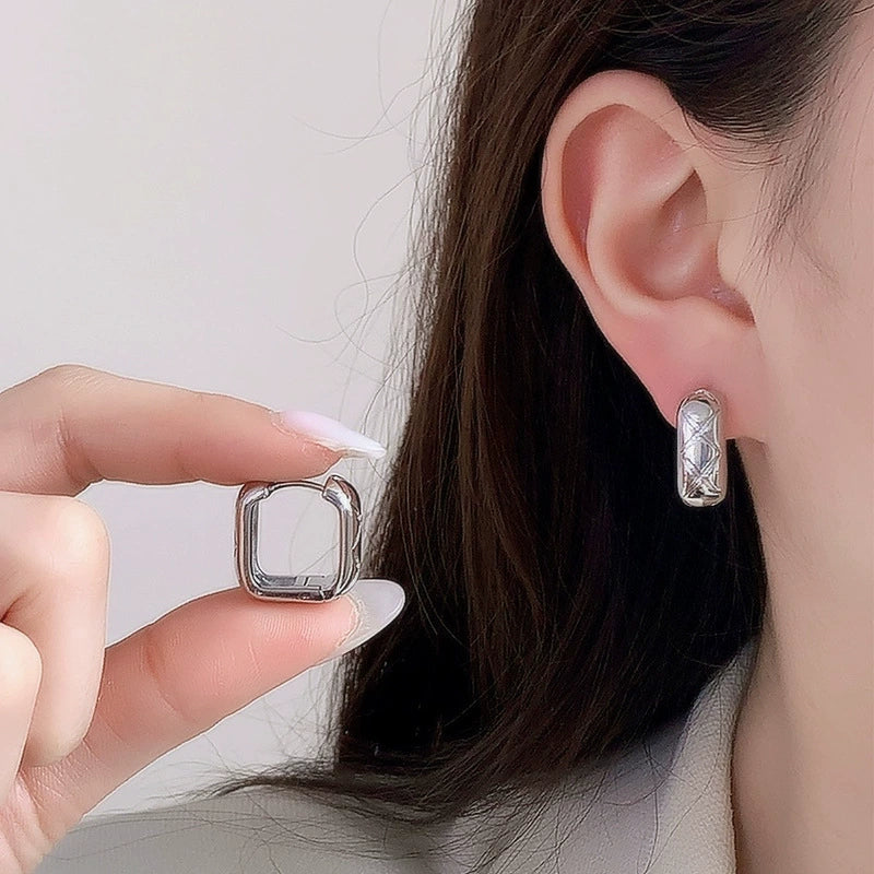 Quilted Rectangle Hoop Earrings