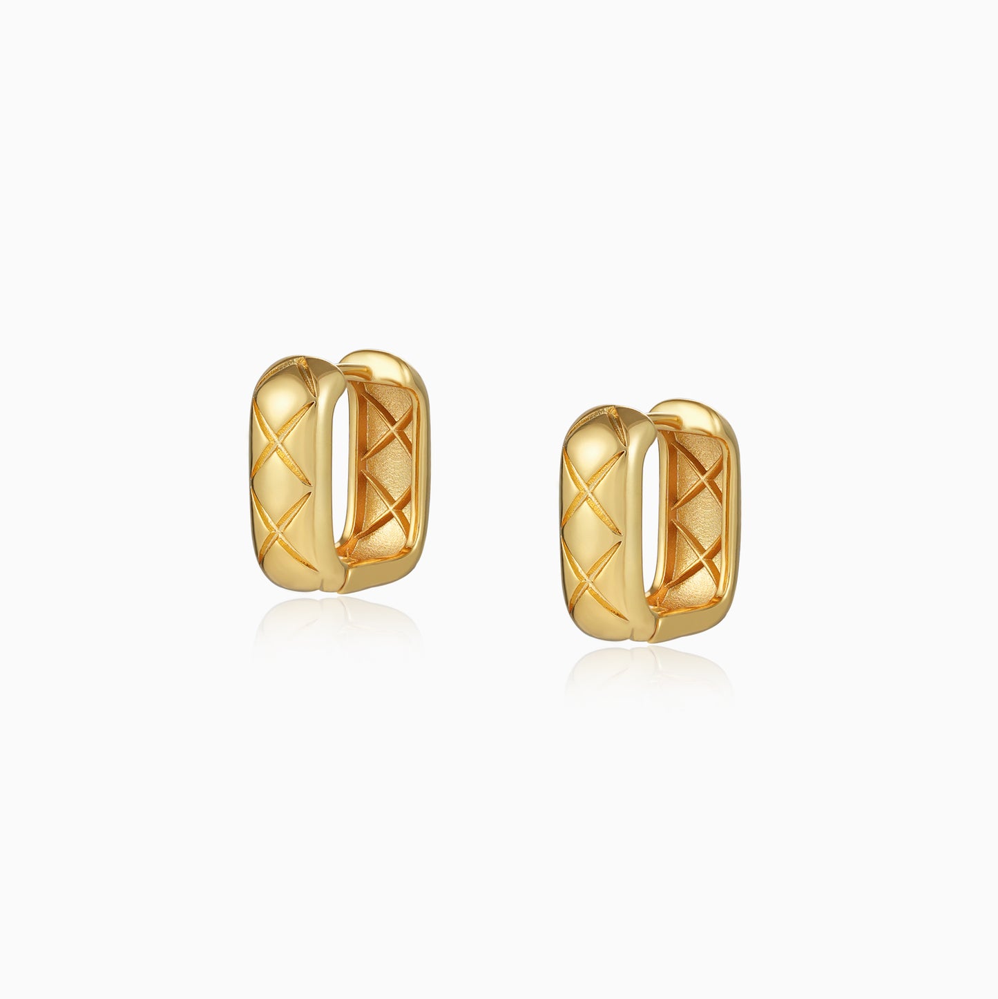 Quilted Rectangle Hoop Earrings