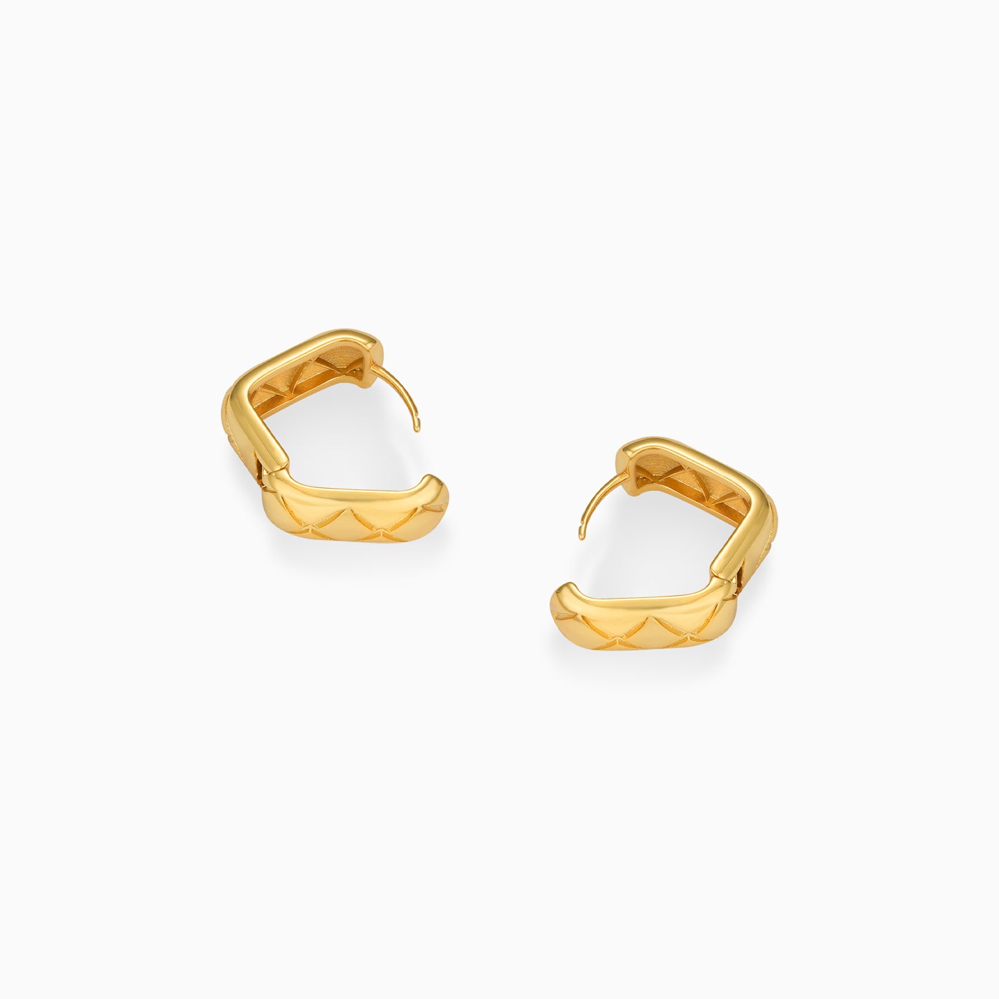 Quilted Rectangle Hoop Earrings
