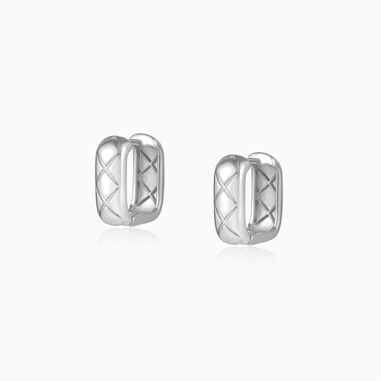 Quilted Rectangle Hoop Earrings