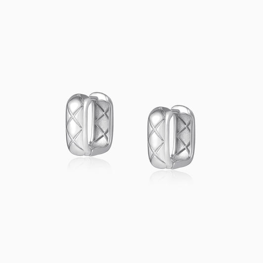 Quilted Rectangle Hoop Earrings