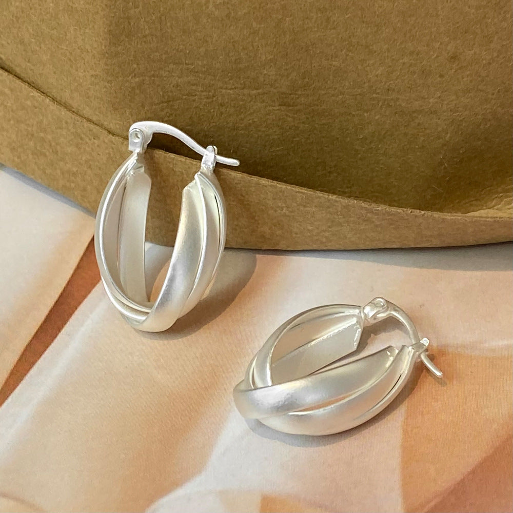 Twist Swirl Dome Hoop Earrings