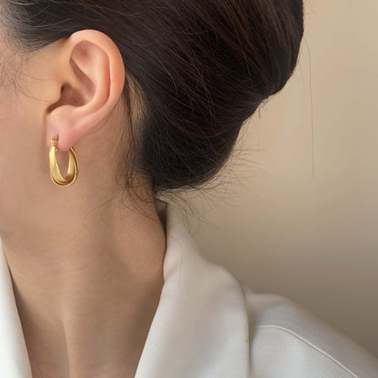 Twist Swirl Dome Hoop Earrings