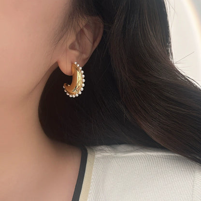 Pearl Crescent Glow Earrings