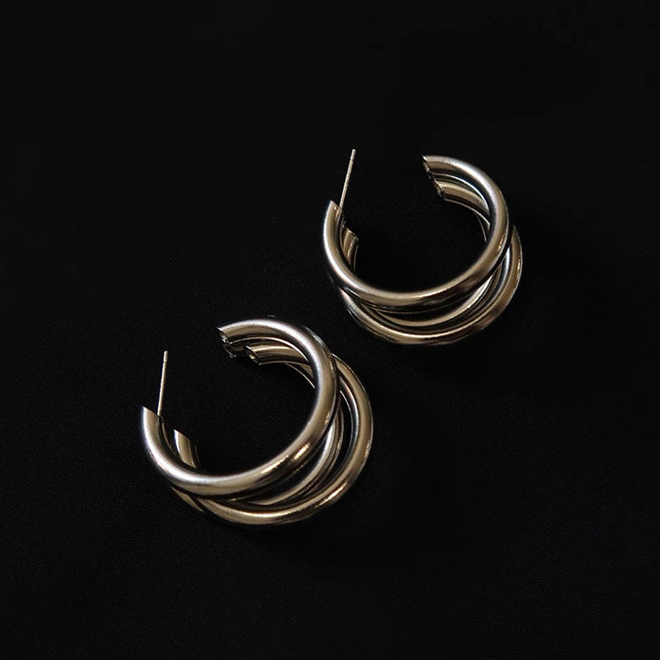 Triple Twist Curved Hoop Earrings