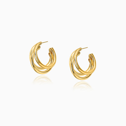 Triple Twist Curved Hoop Earrings