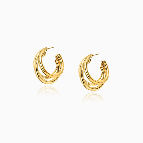 Triple Twist Curved Hoop Earrings