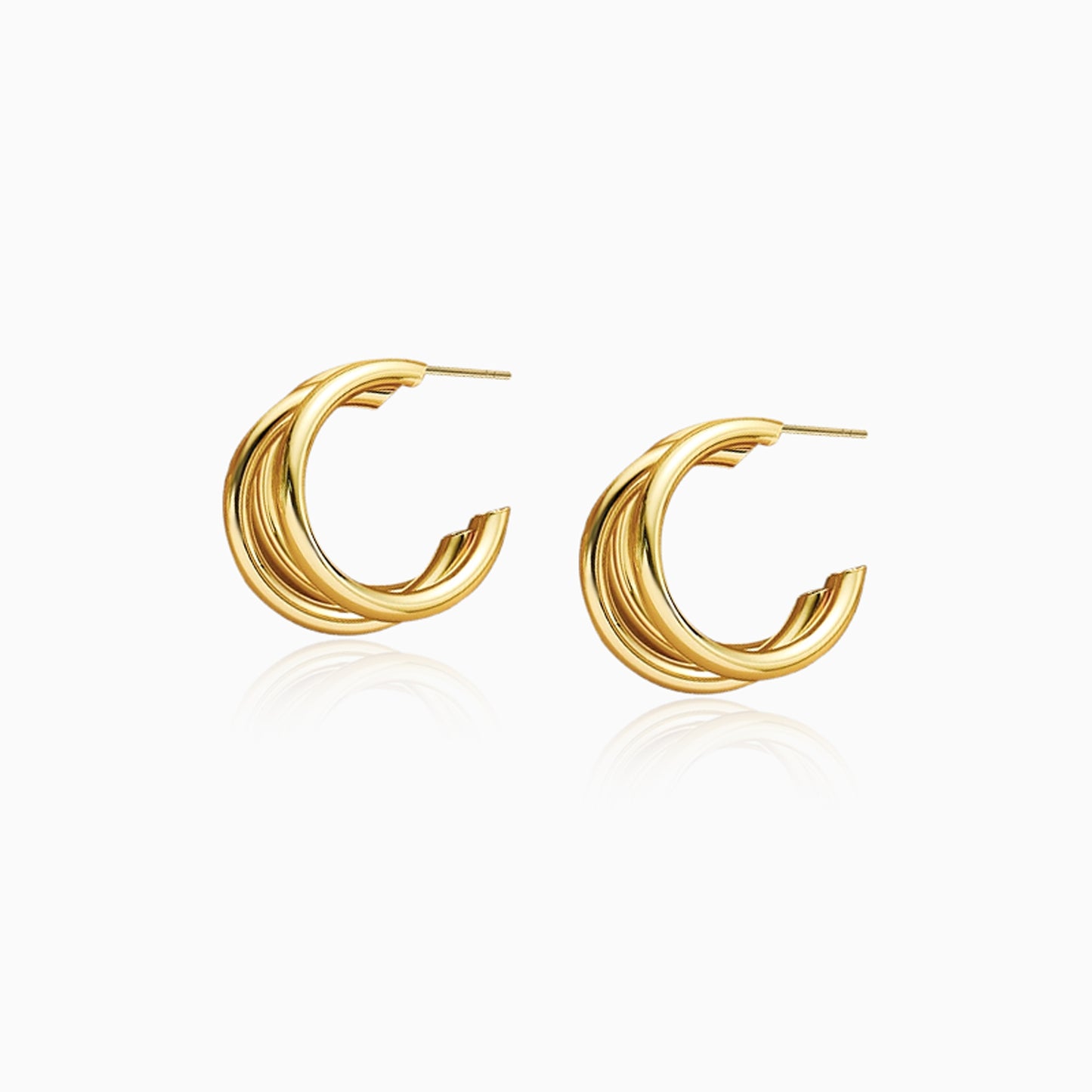 Triple Twist Curved Hoop Earrings
