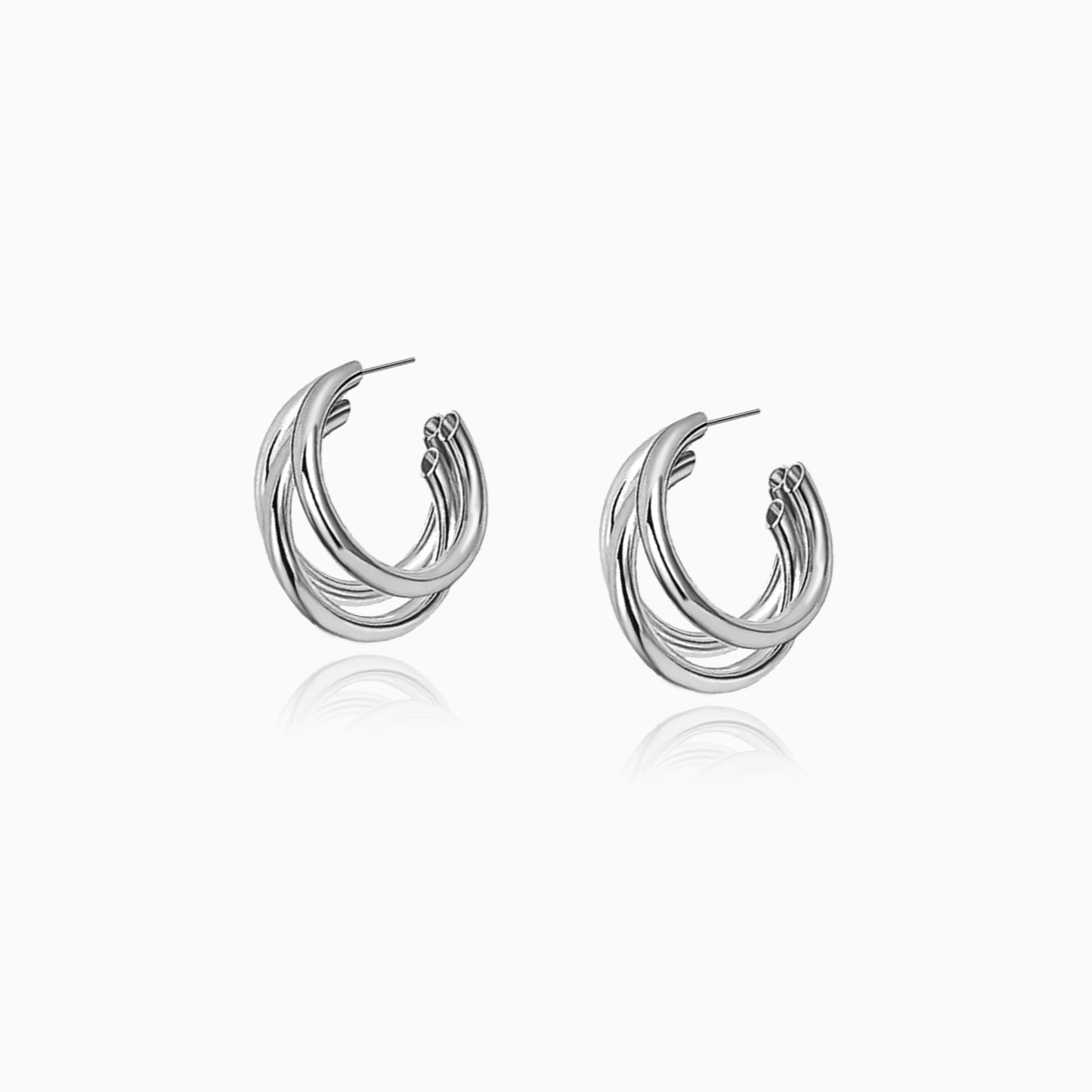 Triple Twist Curved Hoop Earrings
