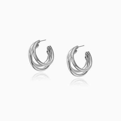 Triple Twist Curved Hoop Earrings