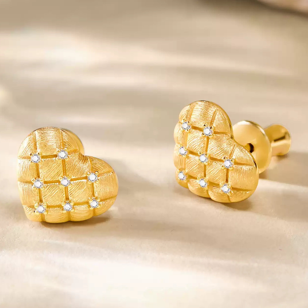 Quilted Heart Sparkle Earrings