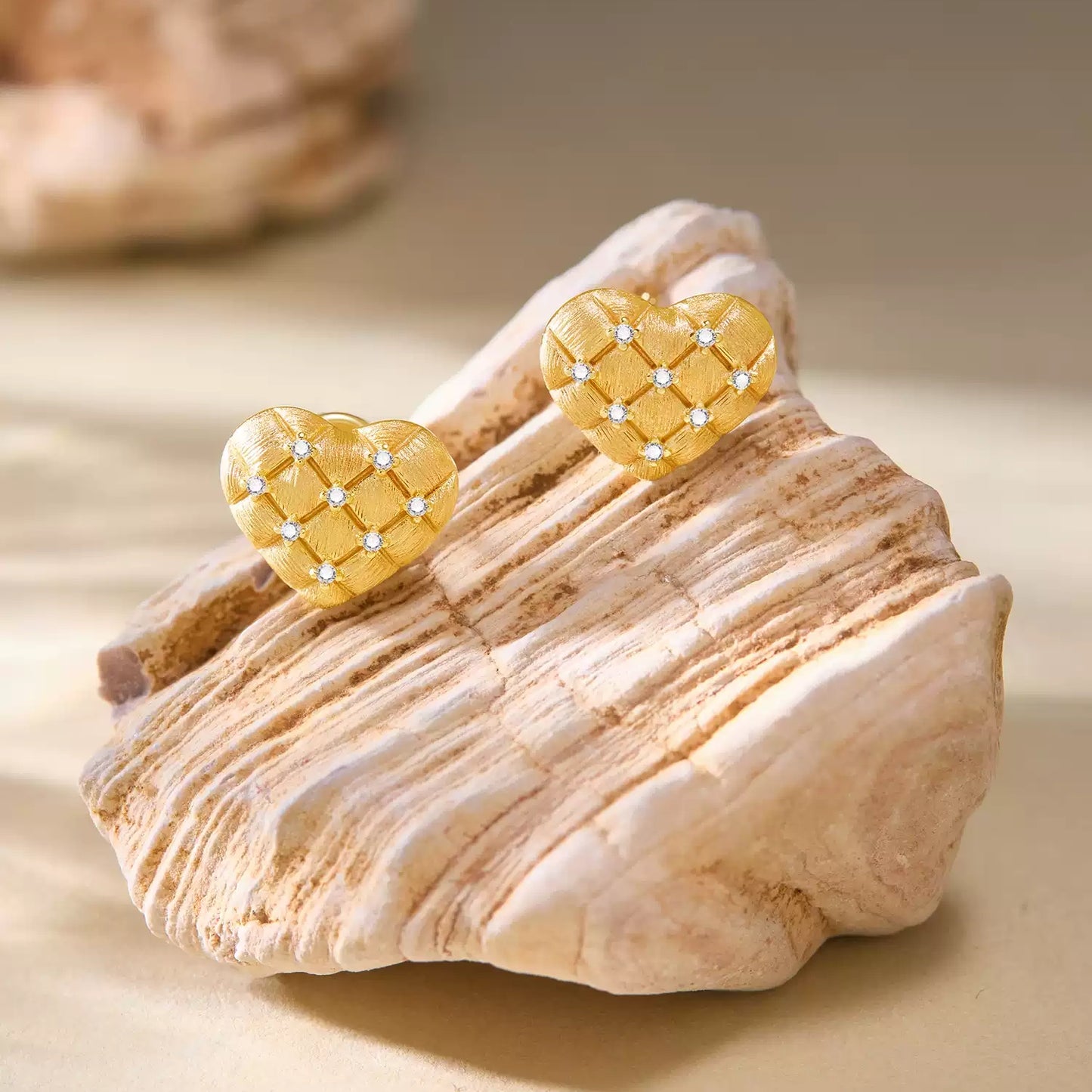 Quilted Heart Sparkle Earrings