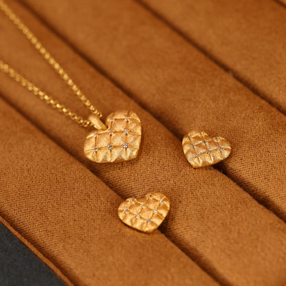 Quilted Heart Sparkle Earrings