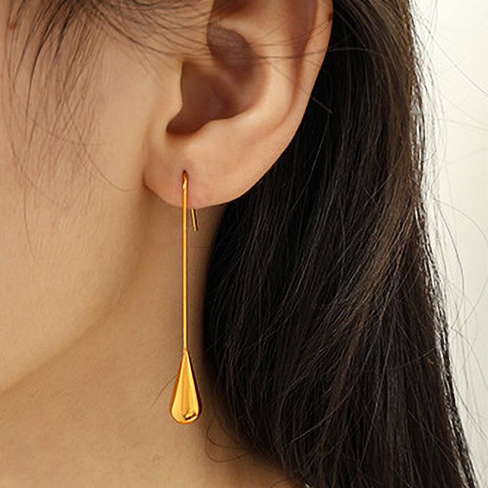 Sleek Droplet Long Earrings
