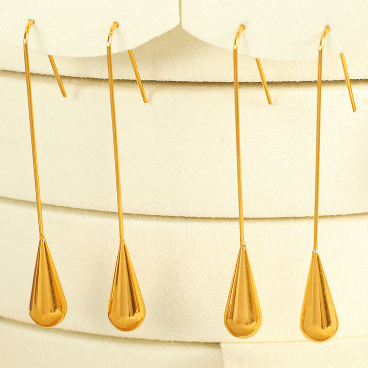 Sleek Droplet Long Earrings