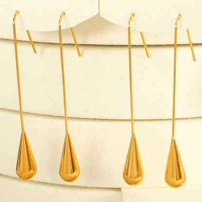 Sleek Droplet Long Earrings