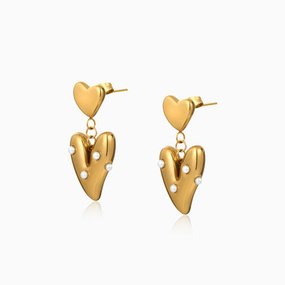 Pearl-Embellished Heart Earrings