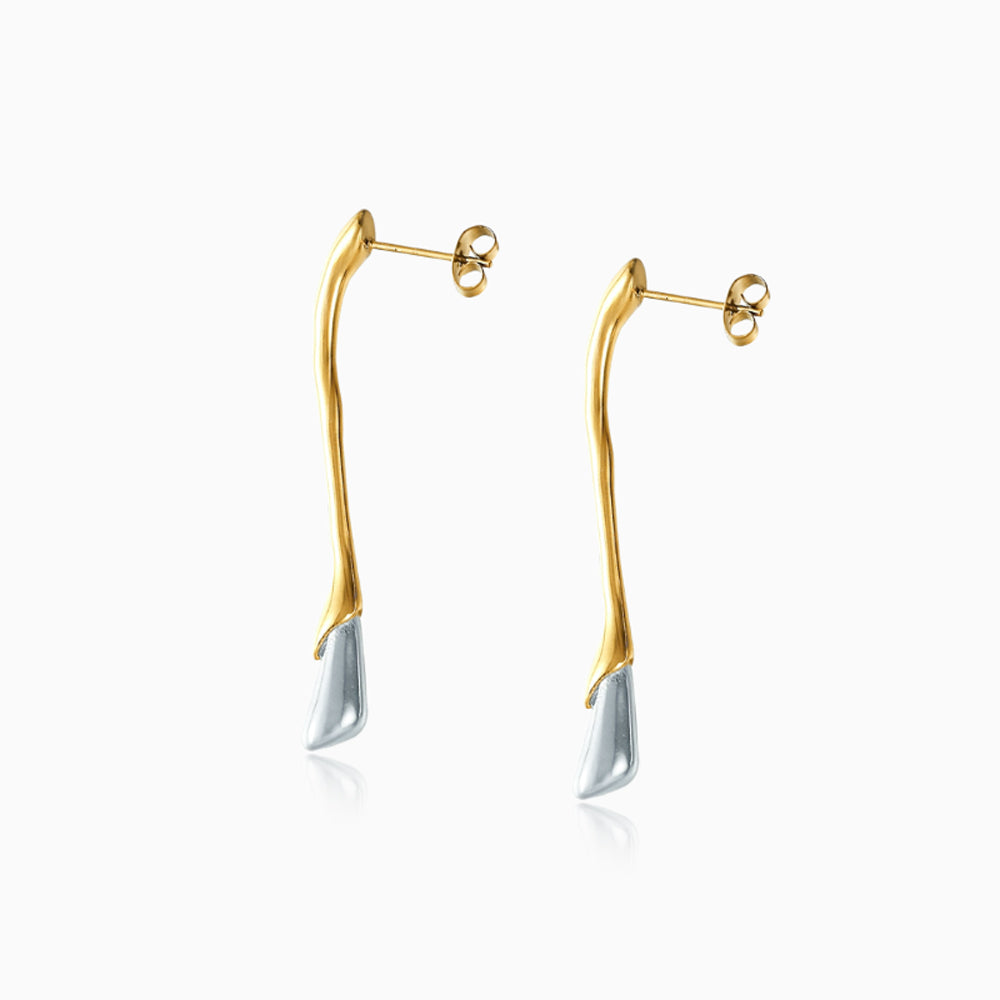 Dual-Tone Sculpted Drop Earrings