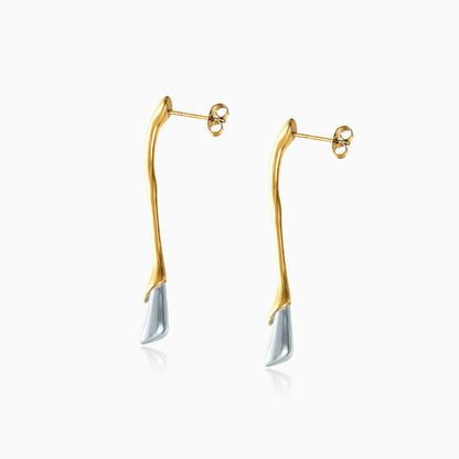 Dual-Tone Sculpted Drop Earrings