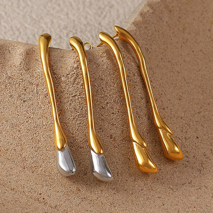 Dual-Tone Sculpted Drop Earrings