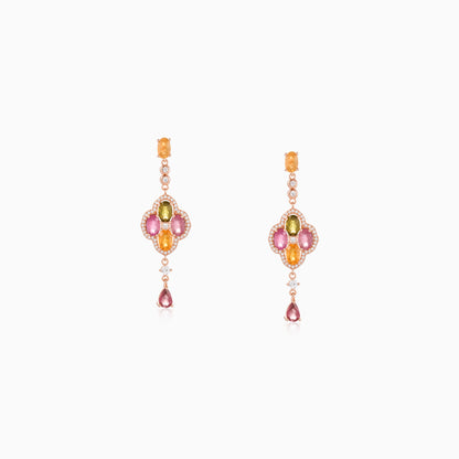 Quad Petal Link Tourmaline Earrings