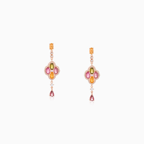 Quad Petal Link Tourmaline Earrings