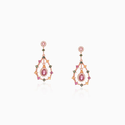 Framed Teardrop Tourmaline Earrings