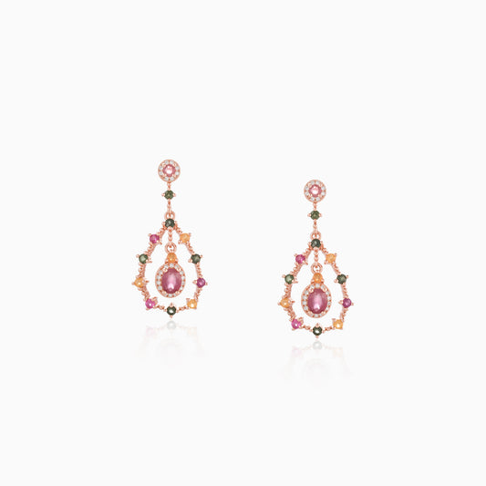 Framed Teardrop Tourmaline Earrings