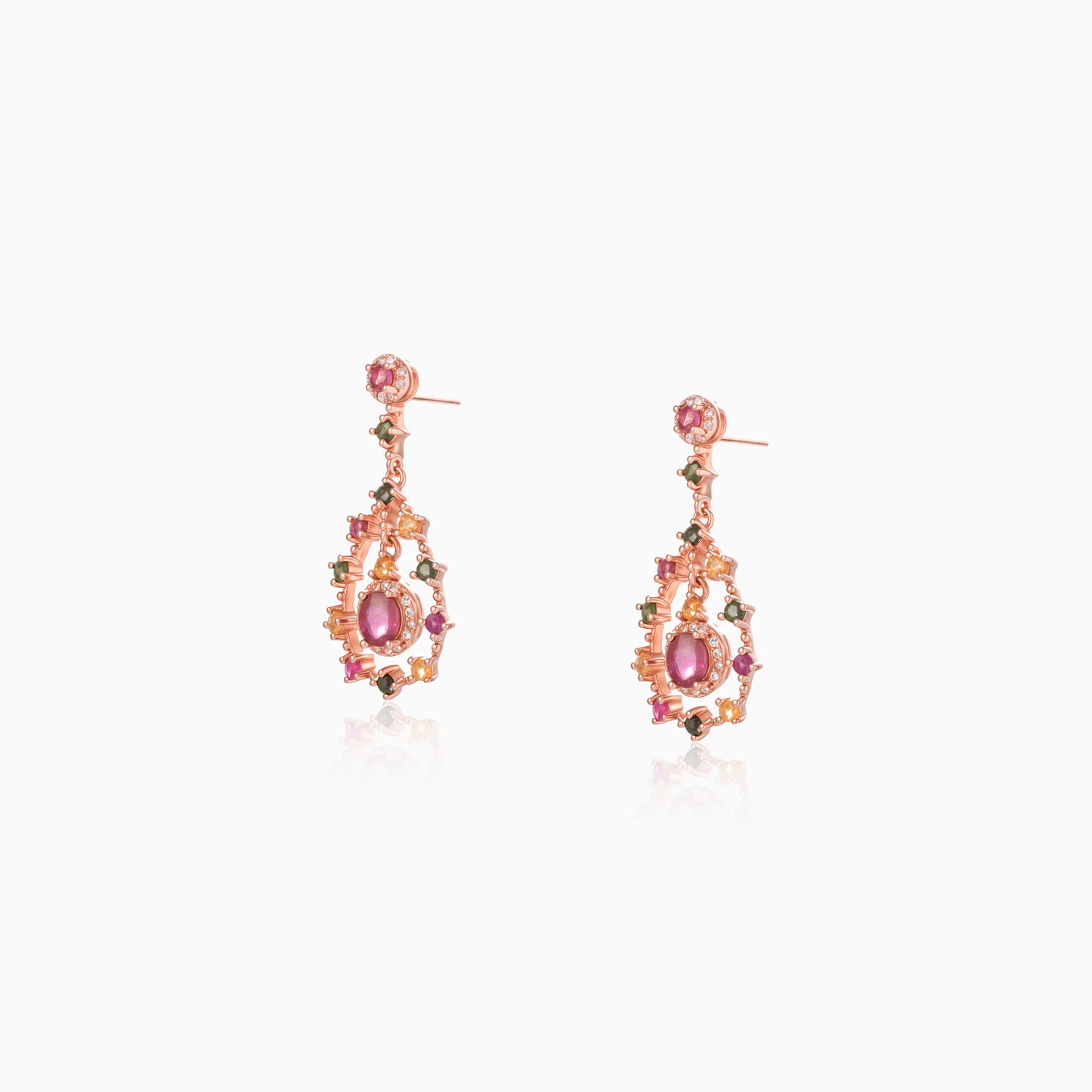 Framed Teardrop Tourmaline Earrings