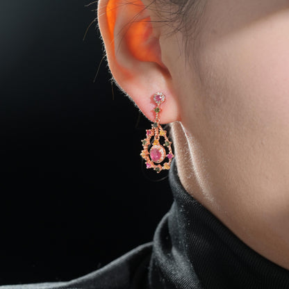 Framed Teardrop Tourmaline Earrings