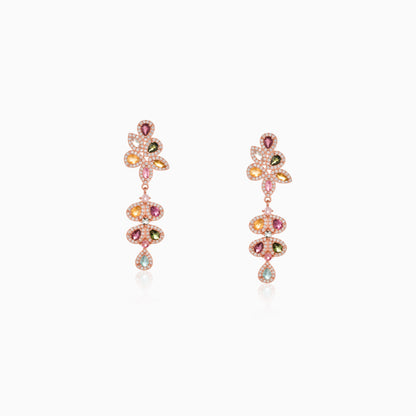 Petal Link Motif Tourmaline Earrings