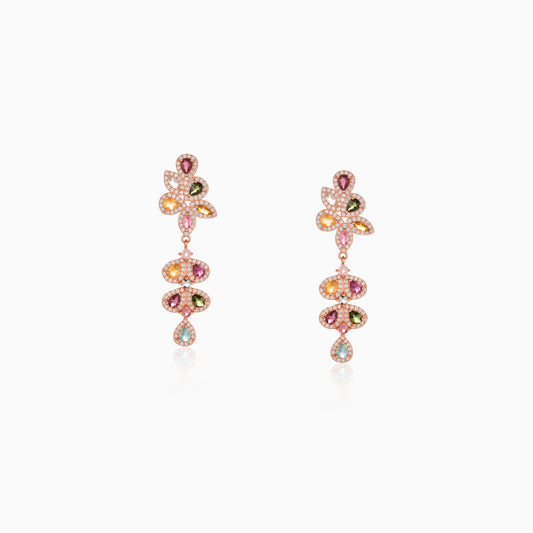 Petal Link Motif Tourmaline Earrings