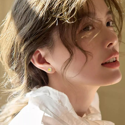 Radiant Cushion Citrine Earrings