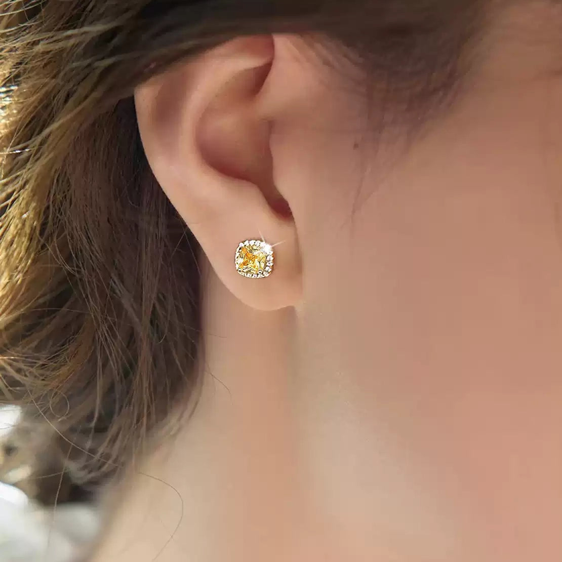 Radiant Cushion Citrine Earrings