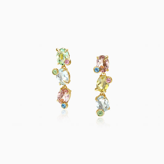 Multi-Gem Vertical Drop Earrings
