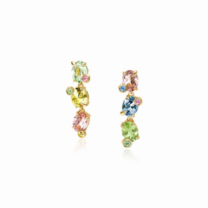 Multi-Gem Vertical Drop Earrings