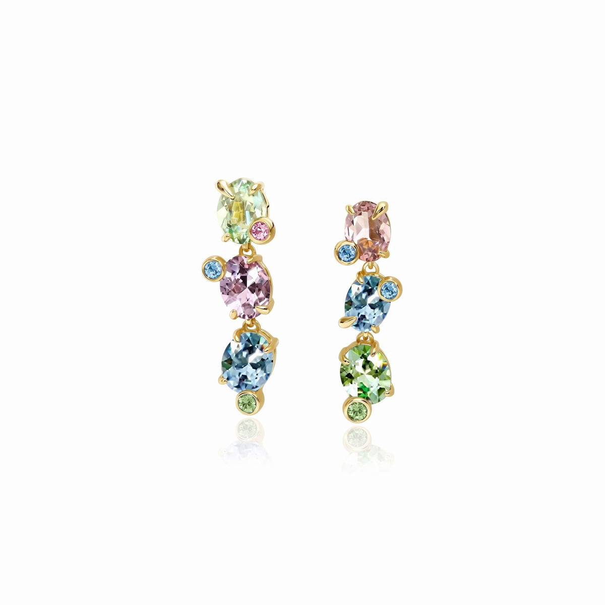Multi-Gem Vertical Drop Earrings
