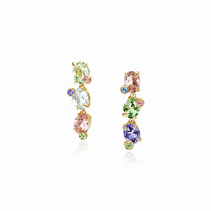 Multi-Gem Vertical Drop Earrings