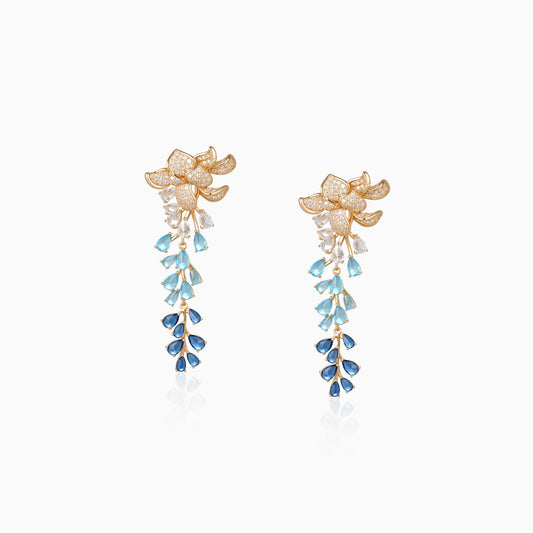 Ombre Petal Cascade Earrings-Blue