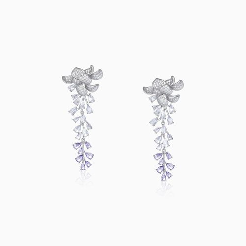 Ombre Petal Cascade Silver Earrings