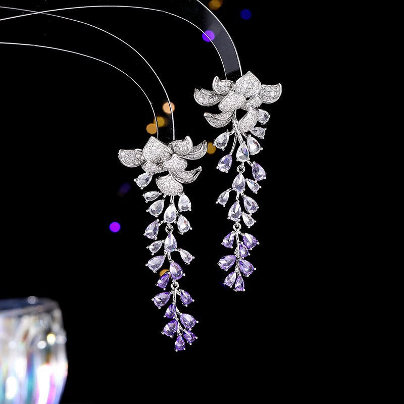 Ombre Petal Cascade Silver Earrings
