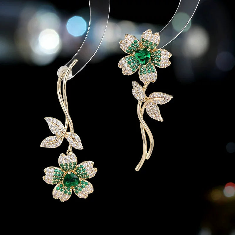 Emerald Petal Spark Earrings