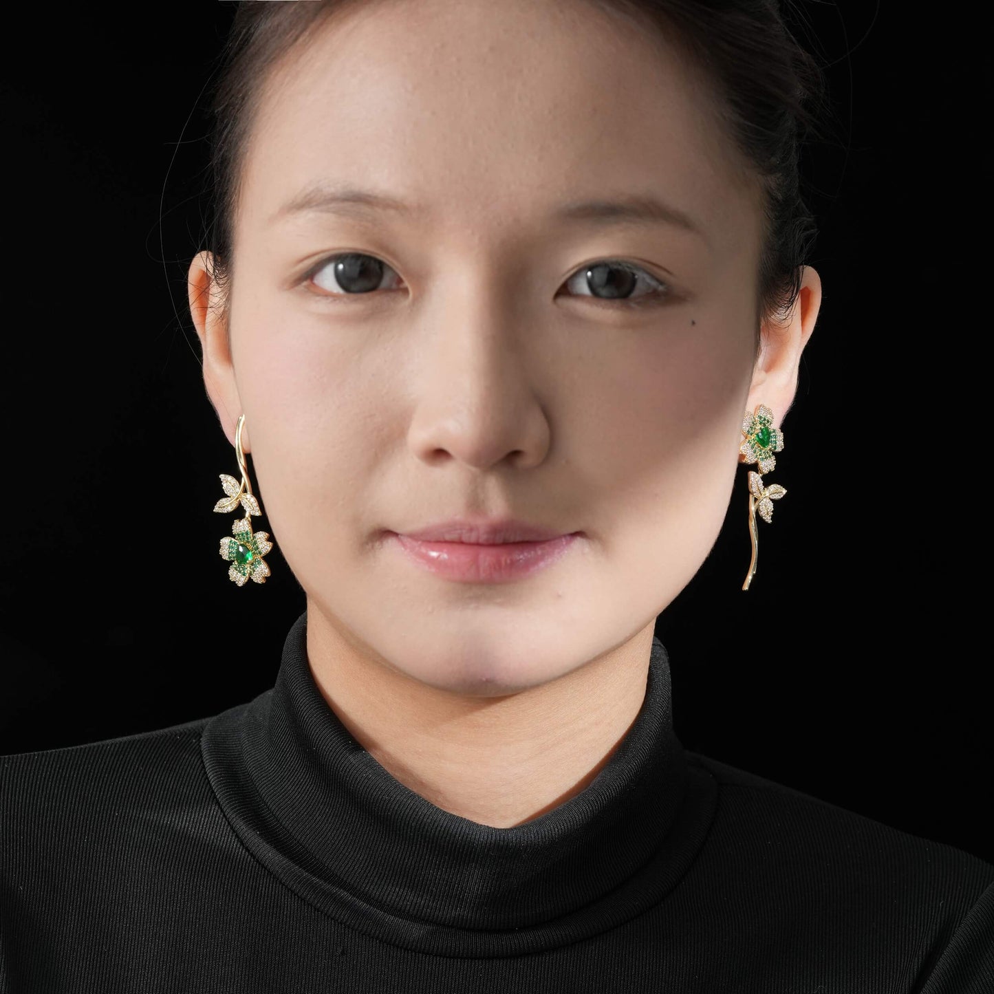 Emerald Petal Spark Earrings